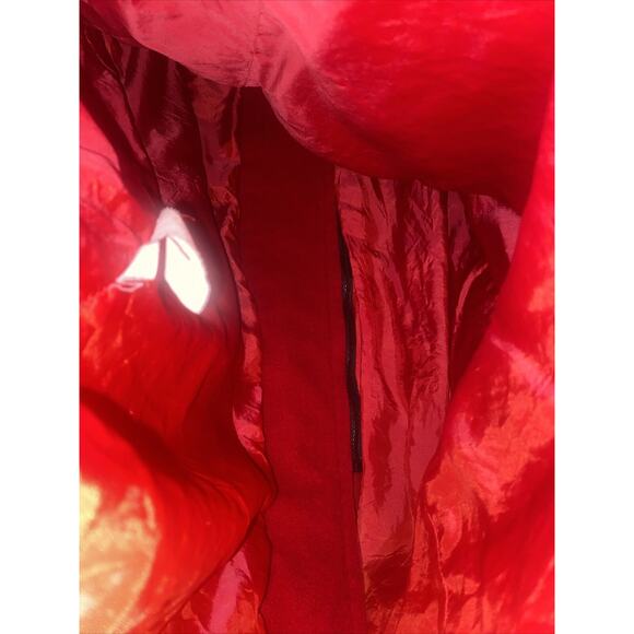 Vtg 80s American Bazaar Women's Red Lined Button Front Trench Pea Coat Large - Picture 9 of 10